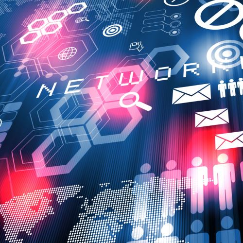 A graphic depicting a network.