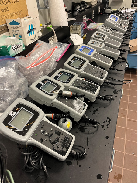 A photograph of water quality meters.