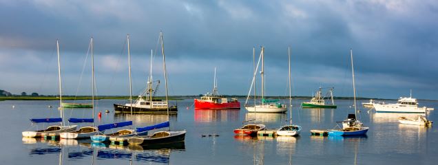 Harbor with colorful boats